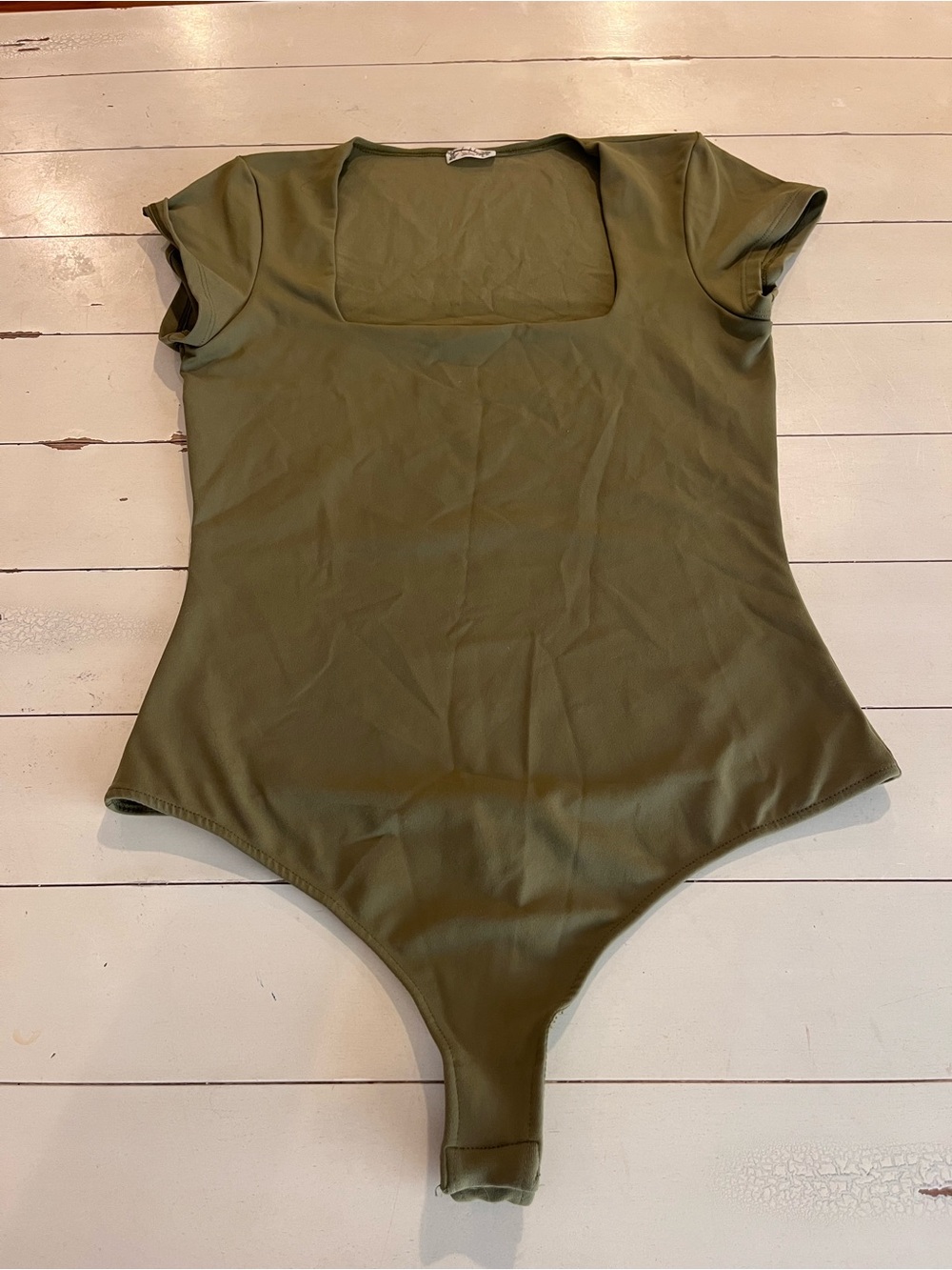 Free People Olive Green Square Neck Bodysuit